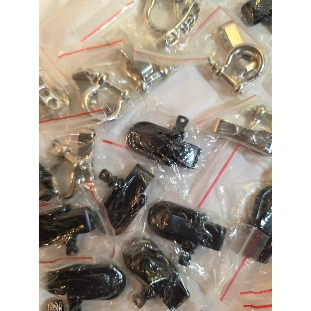 Paracord Hardware Lot Cord Locks Metal Shackles Buckles Beads Black Silver DIY